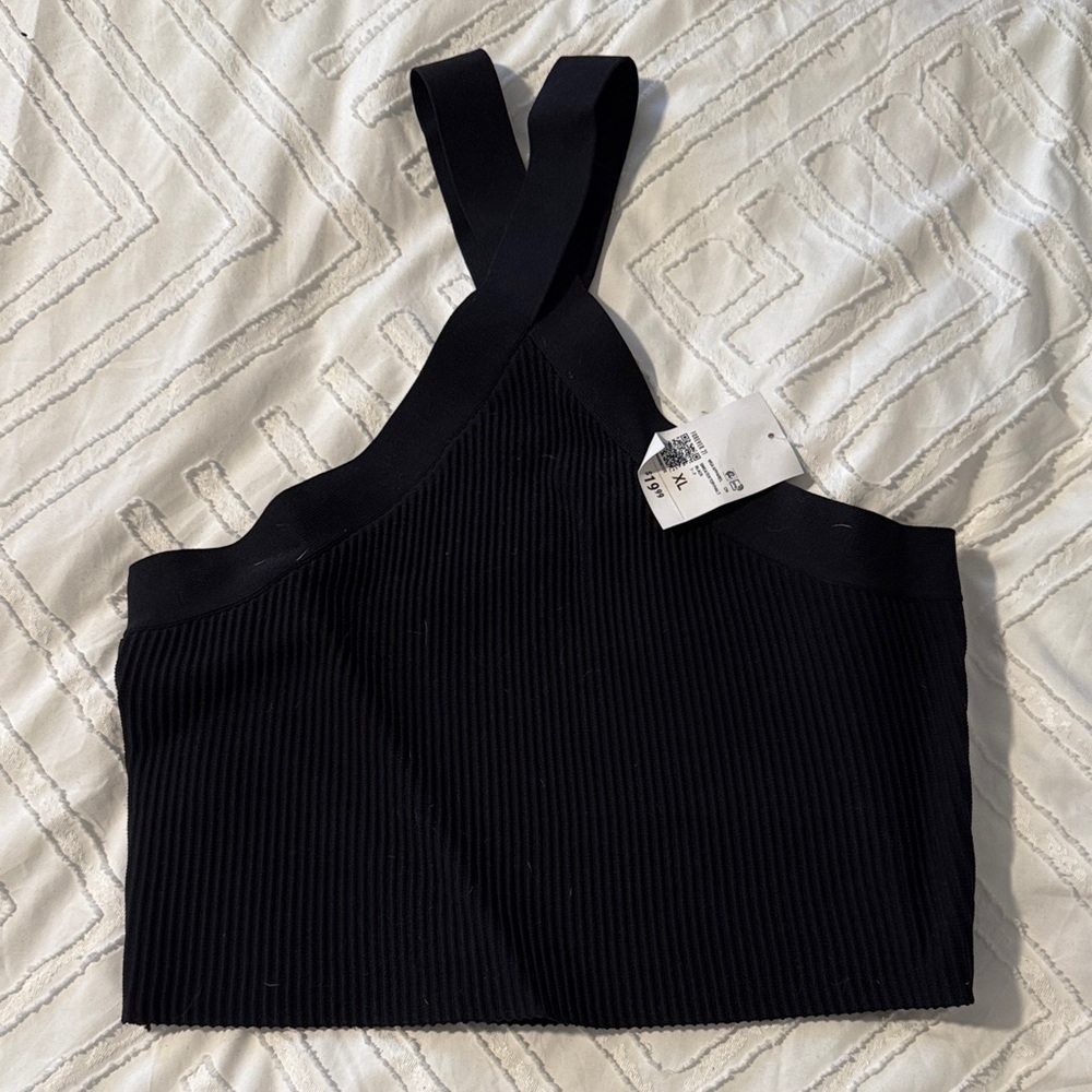 Forever 21 Black Ribbed Crop Top